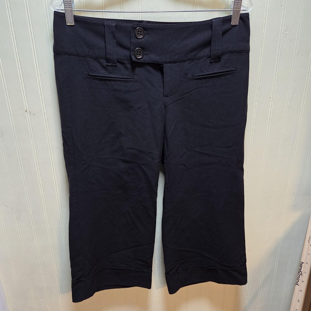Spacegirlz Capri Pants‎ Womens Juniors 7 Black Ponte Cuffed Stretch Workwear
